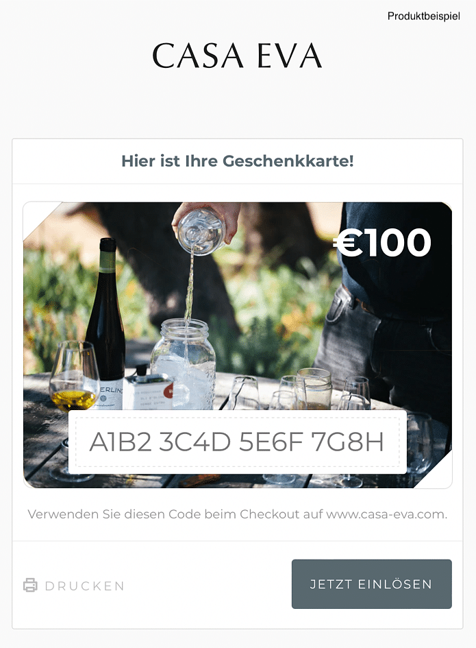 Casa Eva Geschenkkarte - Casa Eva Geschenkgutschein